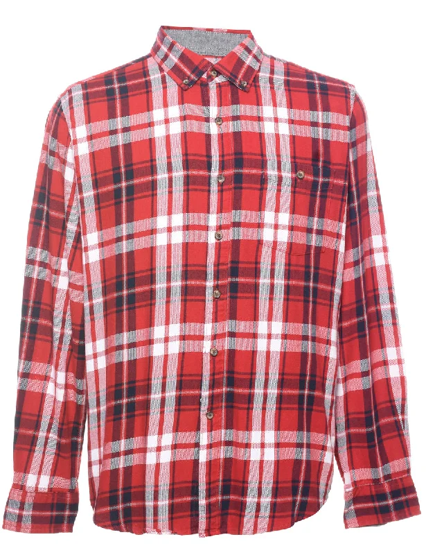 Snug Fit Red Checked Shirt - L Traditional Men's Wool