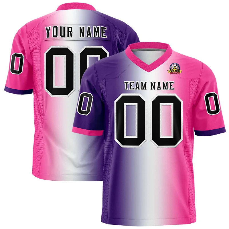 Custom Purple White-Pink Personalized Gradient Fashion Authentic Football Jersey Dynamic Men's High