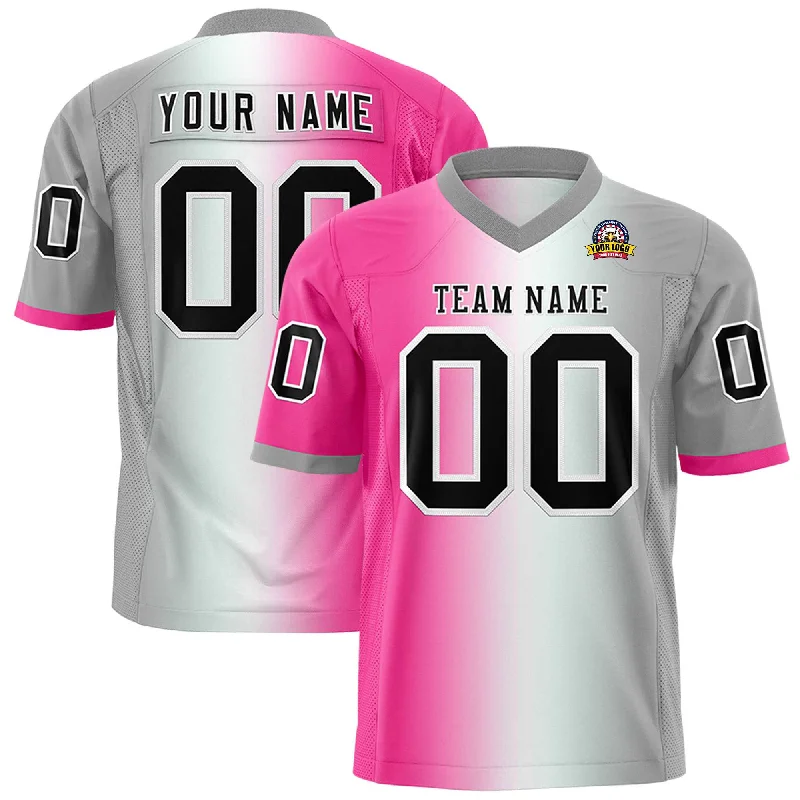 Custom Pink White-Gray Personalized Gradient Fashion Authentic Football Jersey Sophisticated Men's 