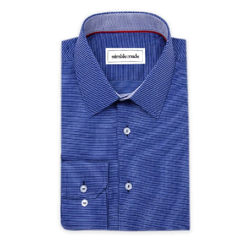 Navy Textured Patterned Dress Shirt | The Pebble Youthful Men's Pop