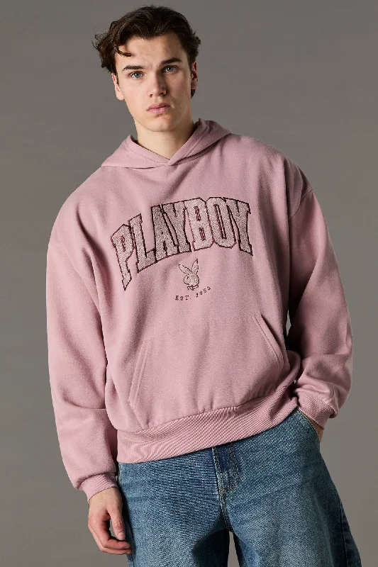 Hip - Hop Style Playboy Chenille Embroidered Fleece Hoodie Beach