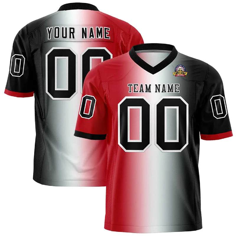 Custom Red White-Black Personalized Gradient Fashion Authentic Football Jersey Artistic Men's Avant