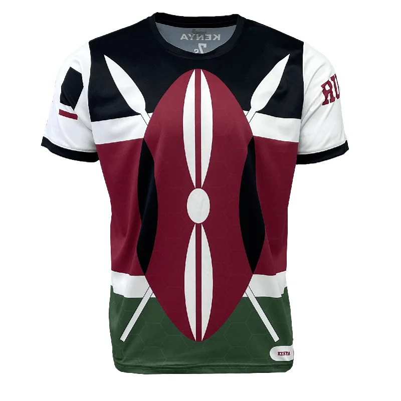 Nations of Rugby Kenya Sevens Rugby Flag Jersey Polished Men's Satin