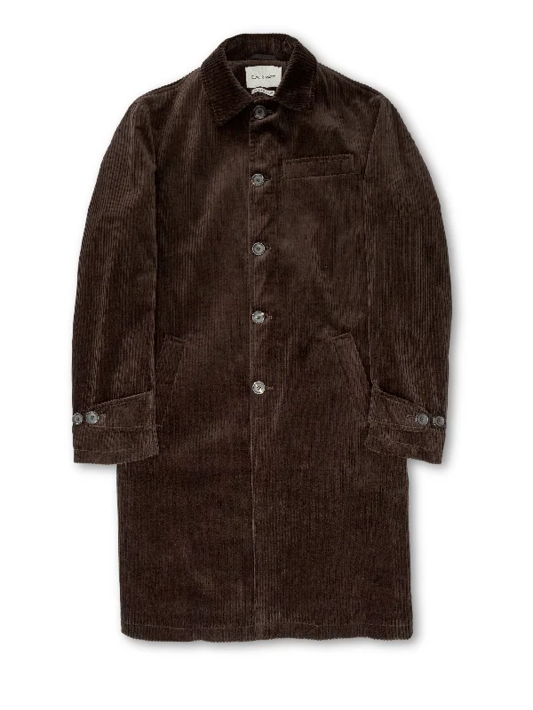 Highly breathable Grandpa Coat Deakin Cord Brown Unique Men's Patch