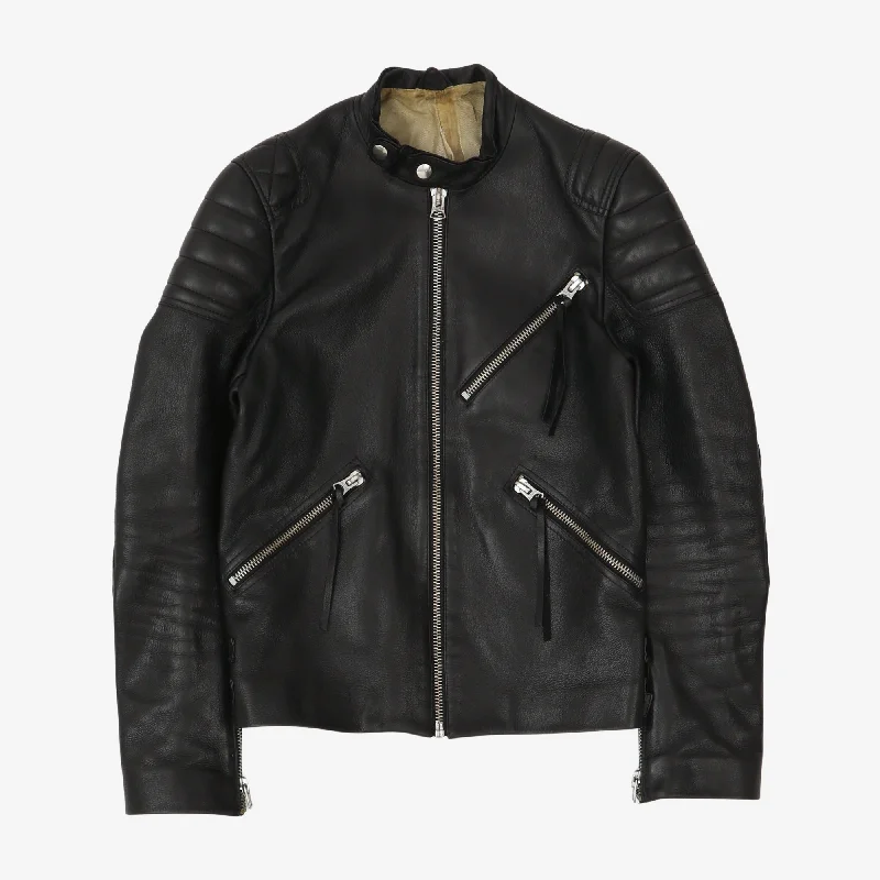 Athleisure trend Leather Biker Jacket Tough Men's Military