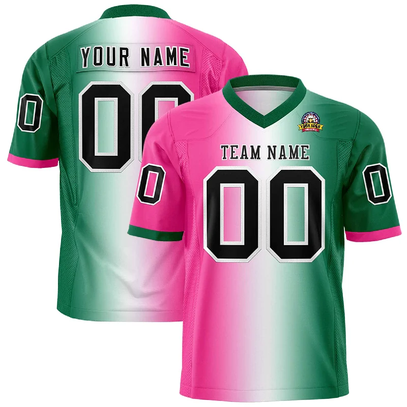 Custom Pink White-Kelly Green Personalized Gradient Fashion Authentic Football Jersey Cozy Men's Sherpa