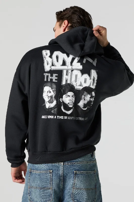 K - Pop Influence Boys N The Hood Embroidered Graphic Fleece Hoodie Tailored