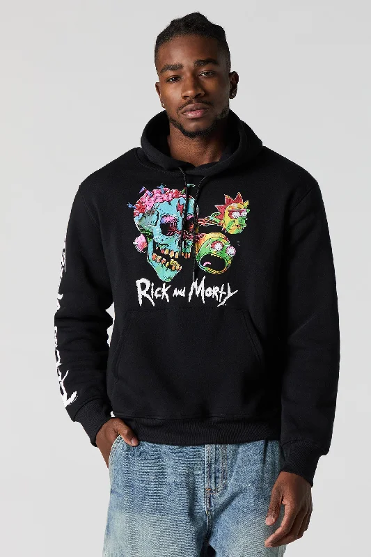 Retro Gaming Rick and Morty Graphic Fleece Hoodie Gym