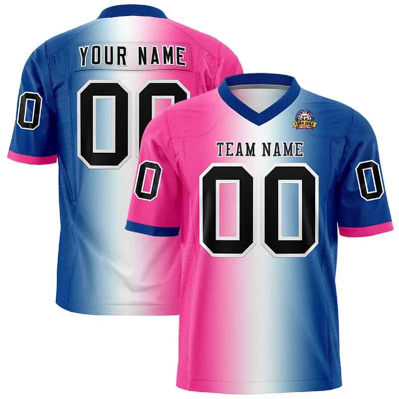 Custom Pink White-Royal Personalized Gradient Fashion Authentic Football Jersey Preppy Men's College