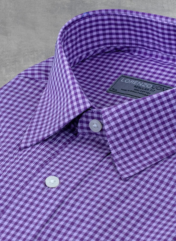 William Fullest Fit Shirt in Shades of Purple Gingham Monochromatic All