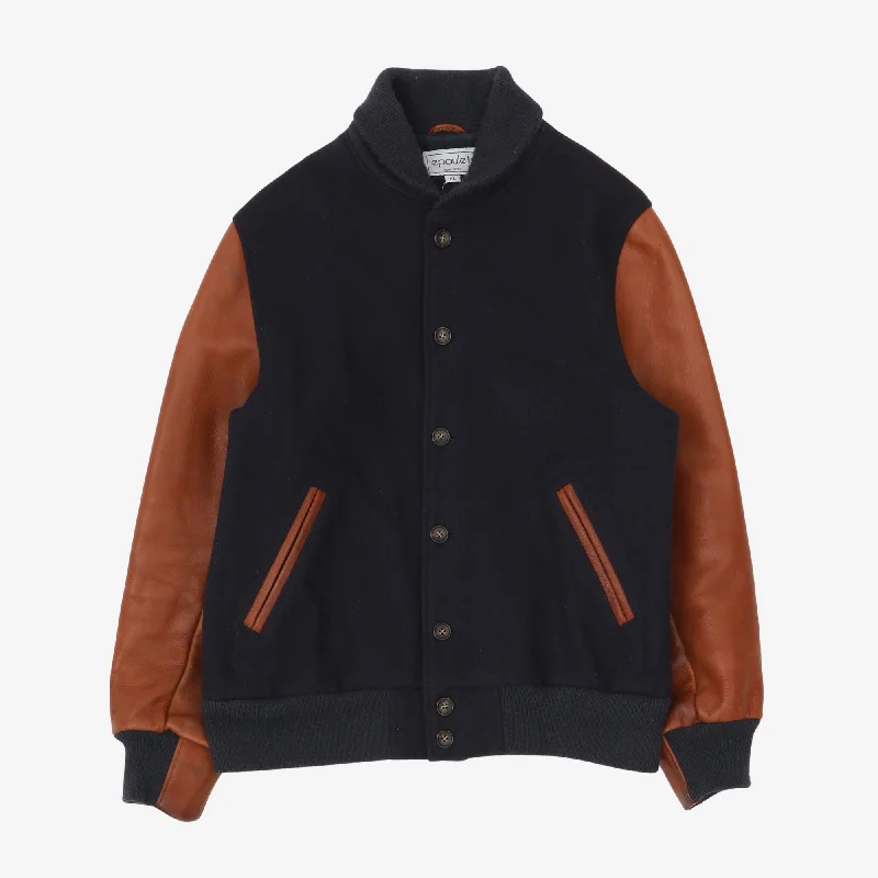 Warm keeping Varsity Jacket (Golden Bear) Luxurious Men's High