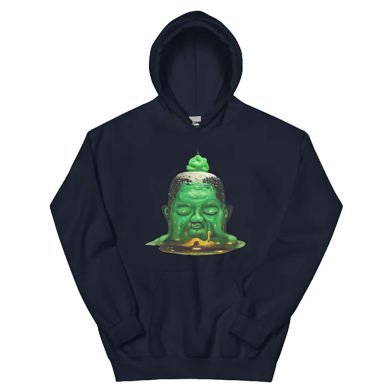 Anime Inspired Melting Buddha Graphic Hoodie Elegant Men's Cashmere