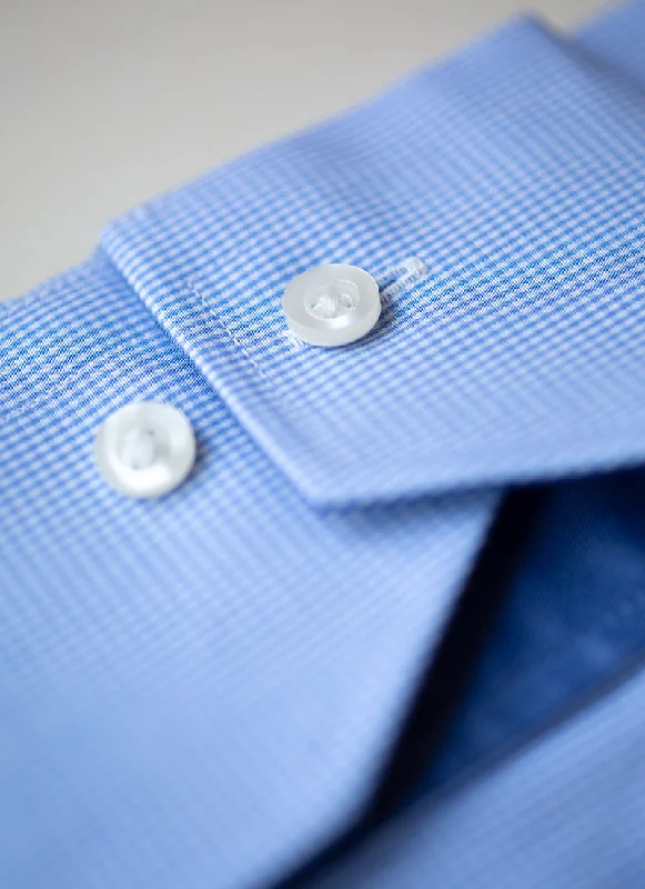 Maxwell in Light Blue Mini Gingham Shirt Unique Men's Patch