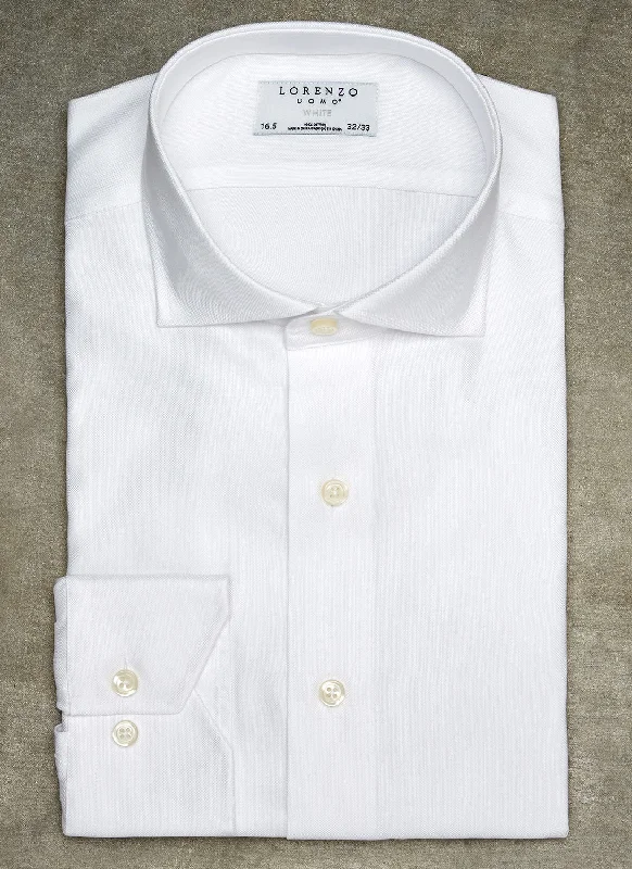 Liam in White Basketweave Shirt Polished Men's Silk