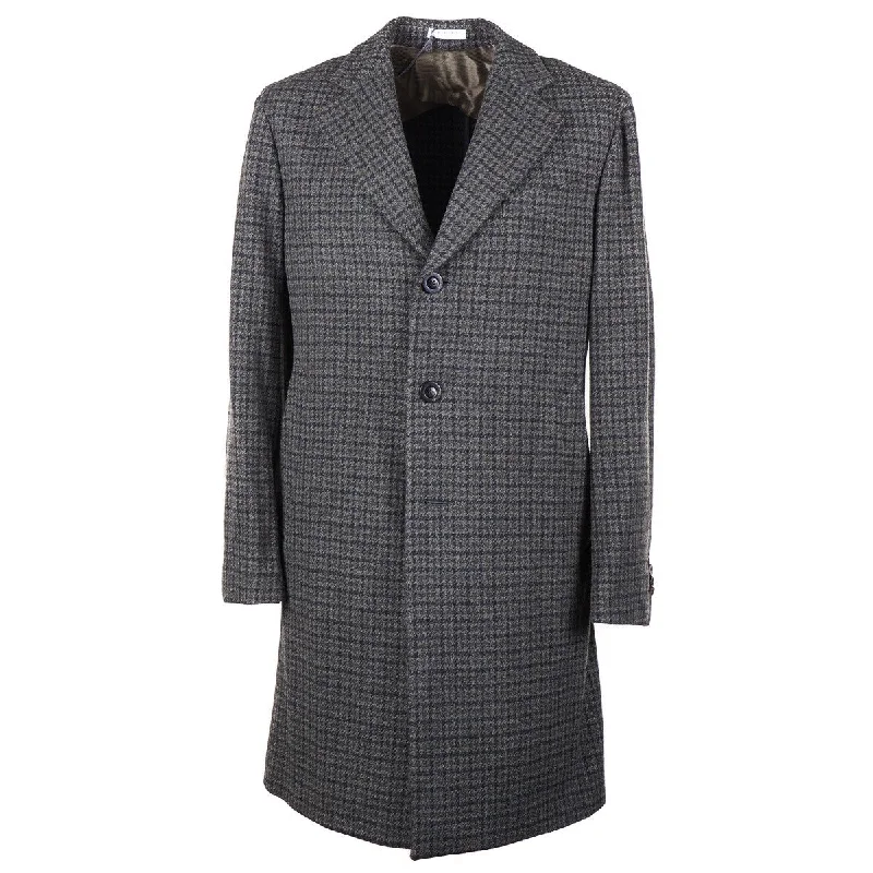 Lightweight Boglioli Houndstooth Wool-Cashmere Overcoat Confident Men's High