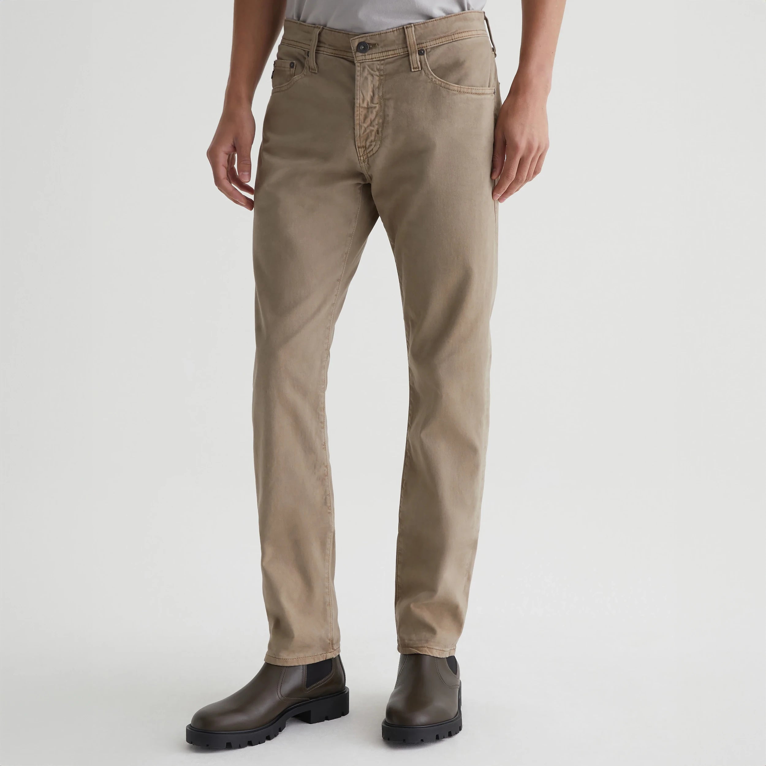 Sulfur Smoked Oak (Tan) Modern Slim Tellis Sueded Pants - AG Stylish Men's Tropical 