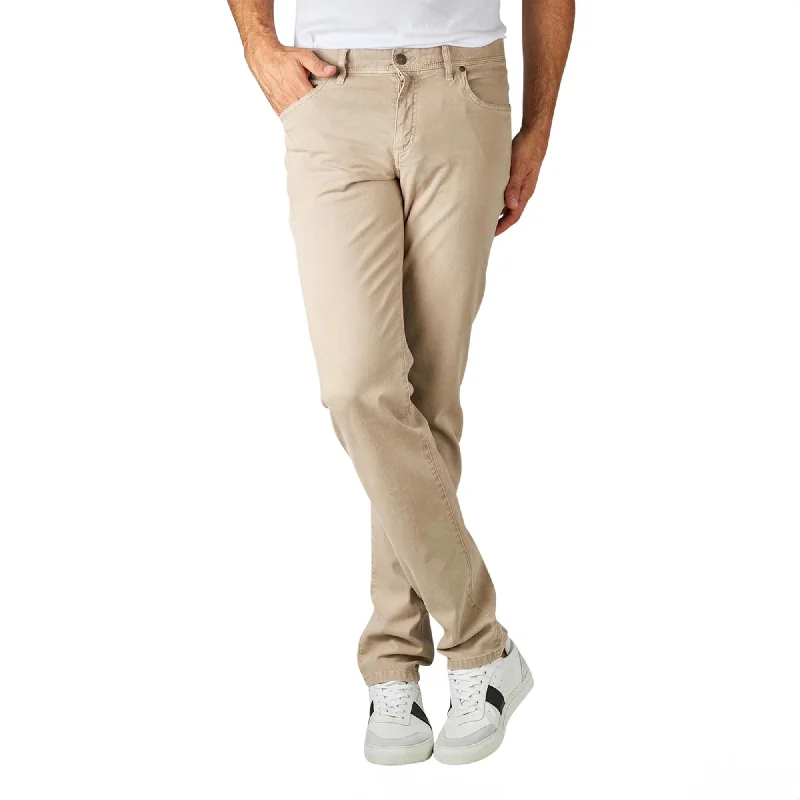 Beige Pipe Regular Fit Cotton Twill Pants - ALBERTO Laid