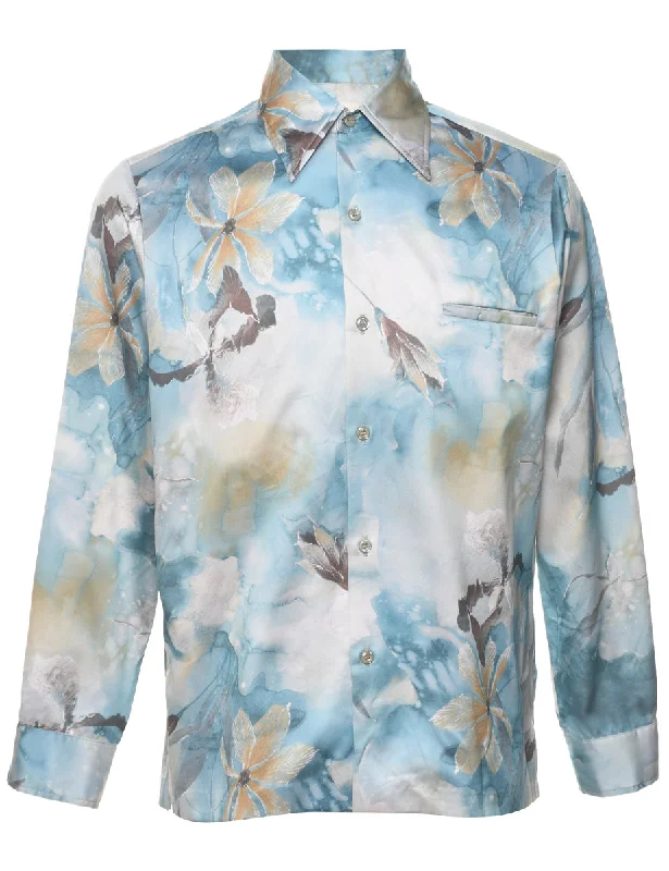 Cloud Soft Floral Multi-Colour 1970s Shirt - S Athletic Men's Compression