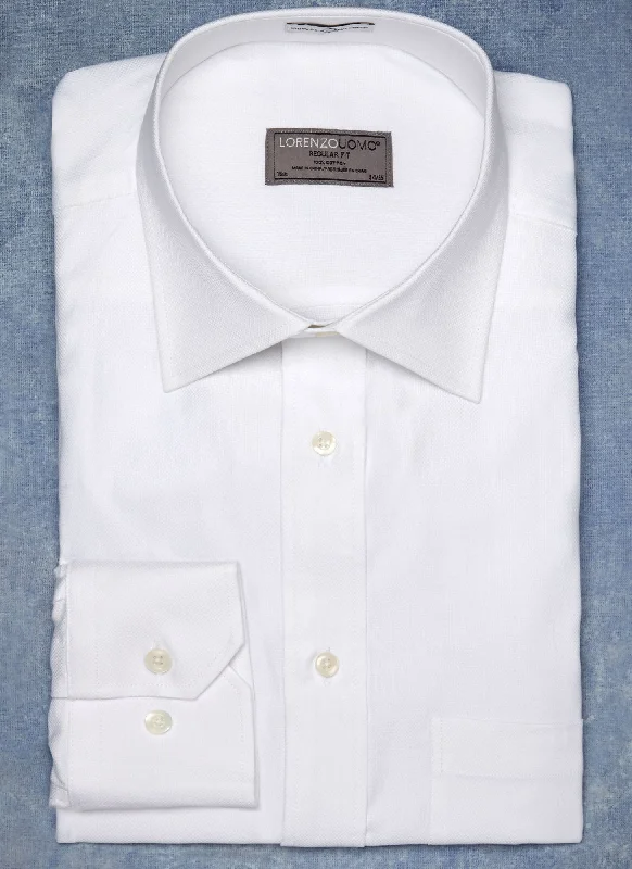 William Fullest Fit Shirt in White Oxford Basketweave Laid