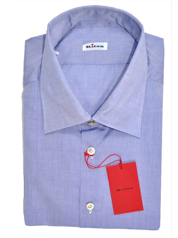 Kiton Shirt Blue Lavender 38 - 15 SALE Sophisticated Men's French