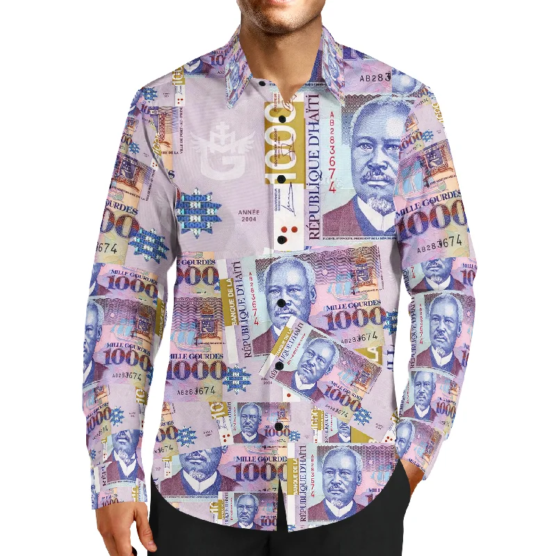 MEN'S LUXURY FASHION TMMG HAITIAN MONEY 1000 GOURDES DRESS SHIRT Adventure