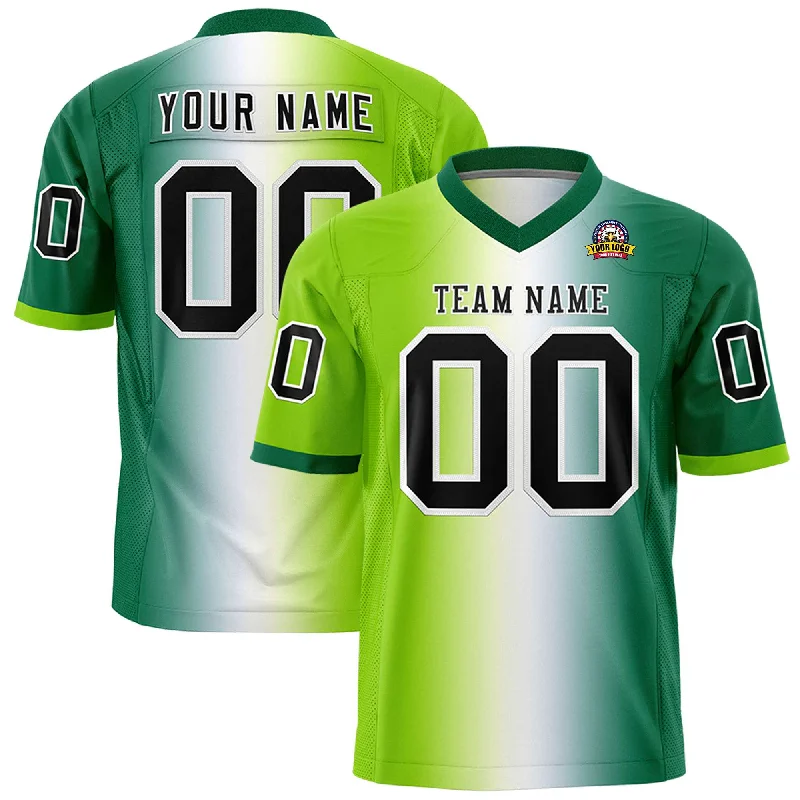 Custom Neon Green White-Kelly Green Personalized Gradient Fashion Authentic Football Jersey Sporty Men's Tennis