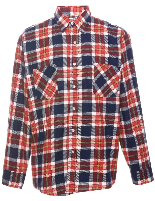 Graffiti Inspired Long Sleeved Checked Shirt - L Laid