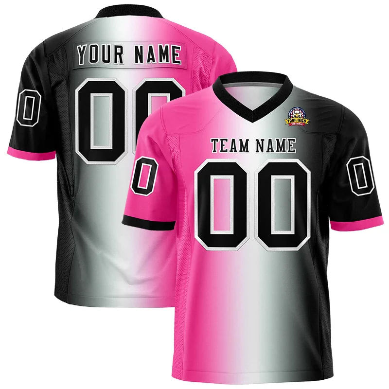 Custom Pink White-Black Personalized Gradient Fashion Authentic Football Jersey Sharp Men's Italian