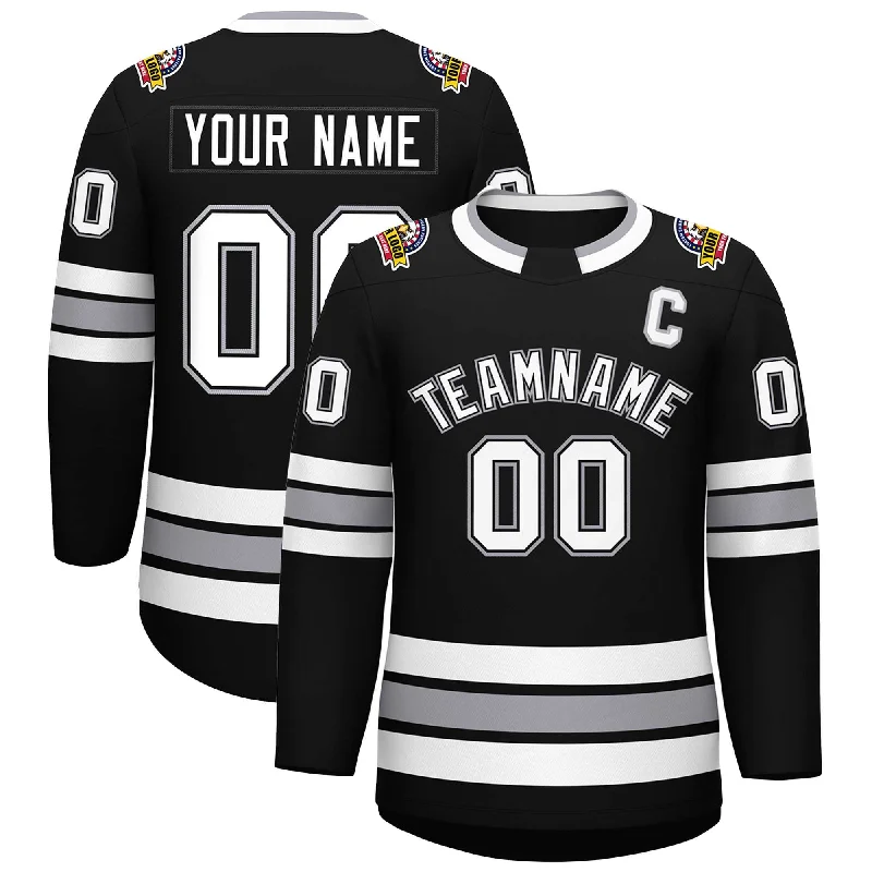 Custom Black White Black-Gray Classic Style Hockey Jersey Luxurious Men's High