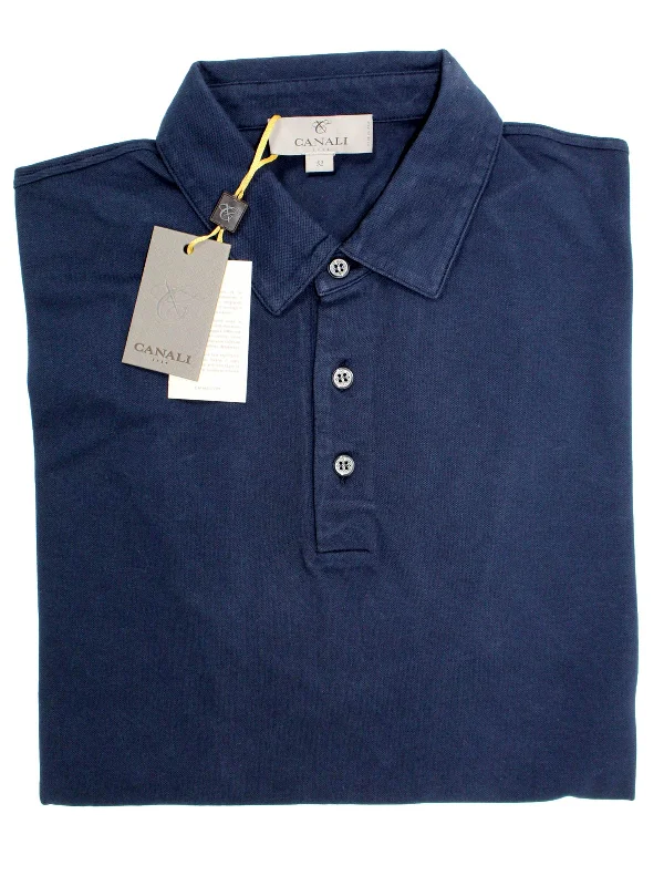 Canali Polo Shirt Navy Cotton Short Sleeve Polo Shirt 46 / XS Business