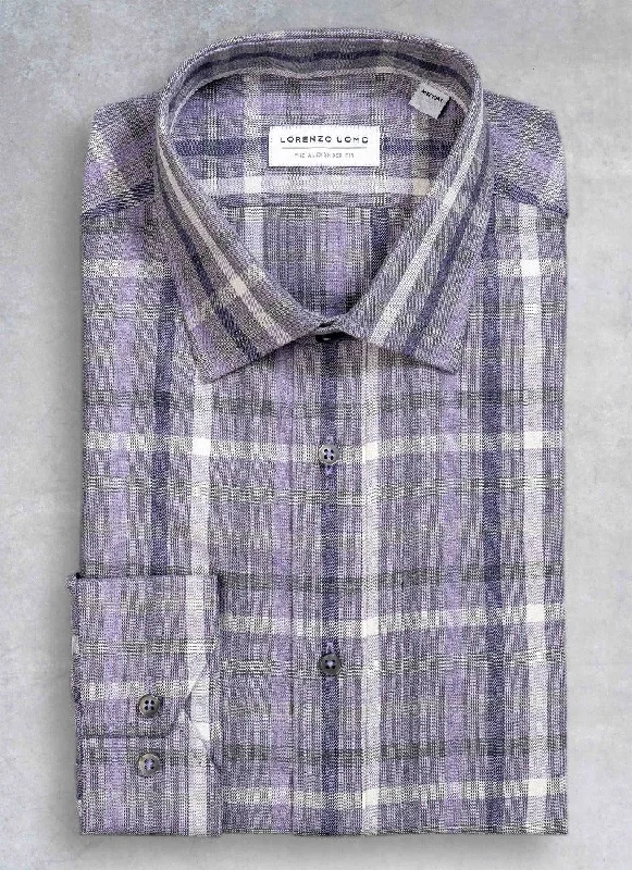 Alexander Sport Shirt in Purple Denim Plaid Casual Men's Short