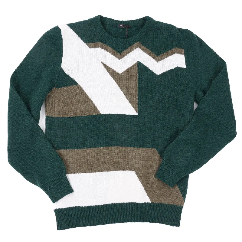 Pop culture - inspired Kiton Colorblock Knit Cashmere Sweater Refined Men's Hand