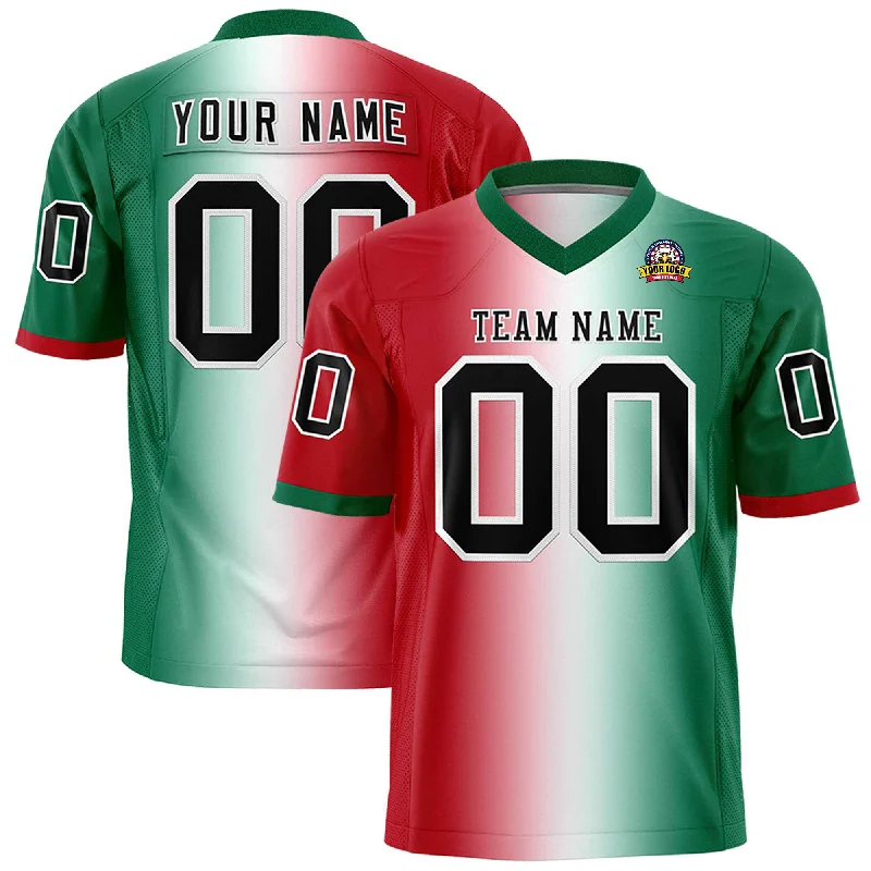 Custom Red White-Kelly Green Personalized Gradient Fashion Authentic Football Jersey Elegant Men's Formal 