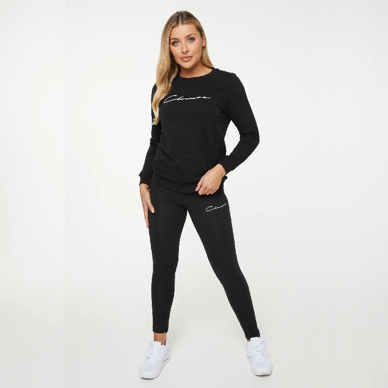 Comfort Fit Core Script Crewneck Set | Black Adventure