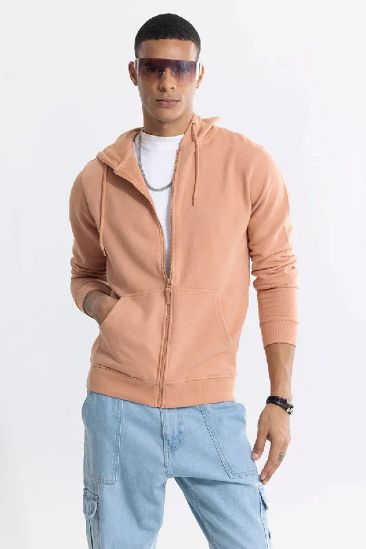 Hip - Hop Style Rollick Camel Brown Hoodie Elegant Men's Formal 