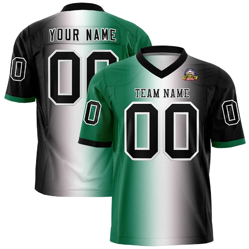 Custom Kelly Green White-Black Personalized Gradient Fashion Authentic Football Jersey Cozy Men's Sherpa