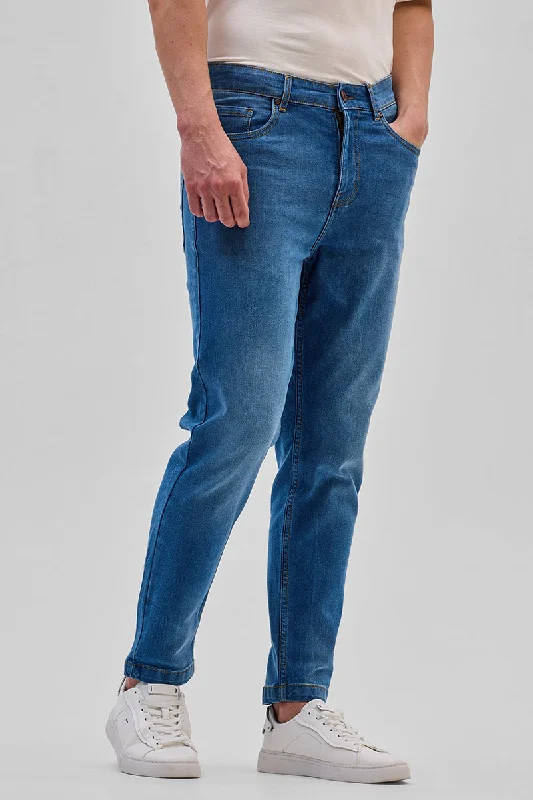 Blue Slim Fit Jeans Minimalist Men's Casual 