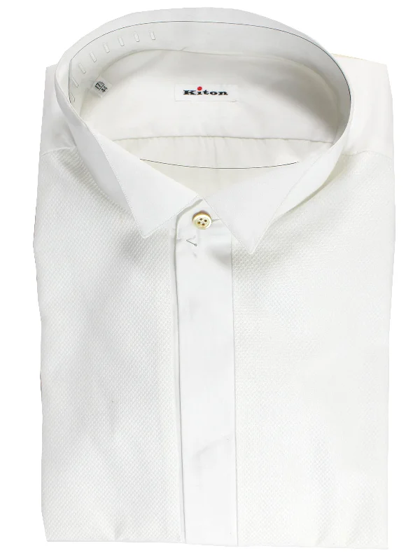 Kiton Tuxedo Shirt White 44 - 17 1/2 Athletic Men's High