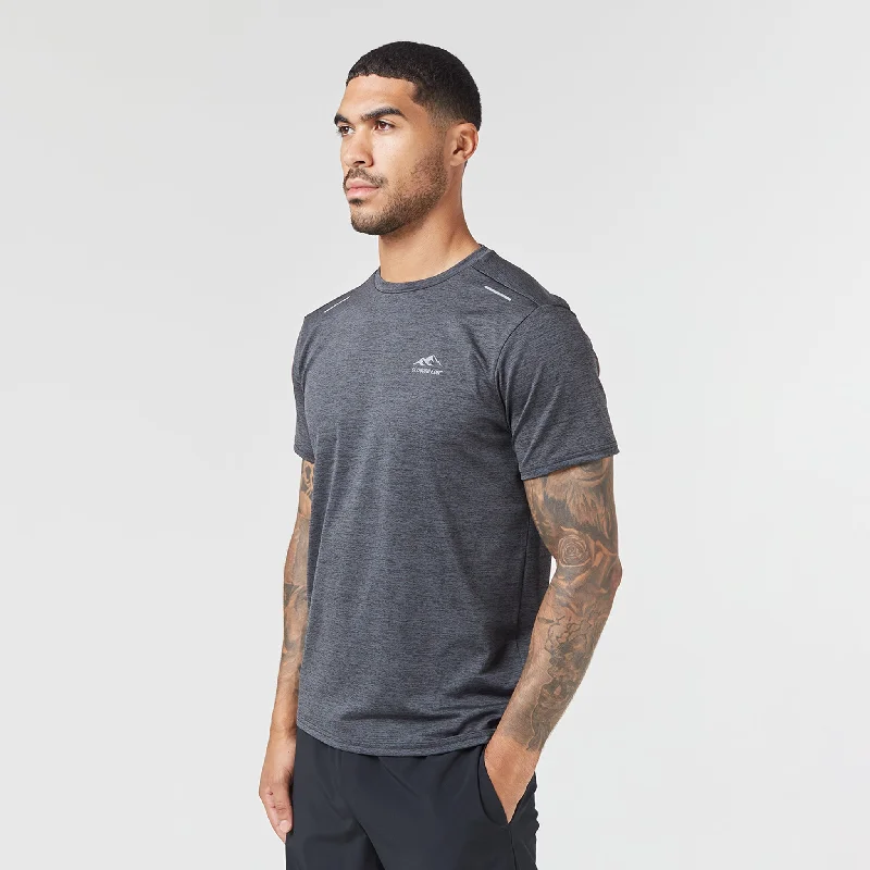 Comfort Fit Space Dye Performance T-Shirt | Black Sporty Men's Tennis