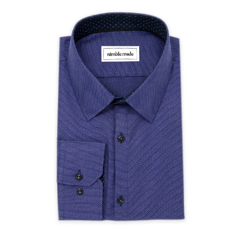 Dark Blue Textured Dress Shirt | The Azure Trendy Men's Oversized