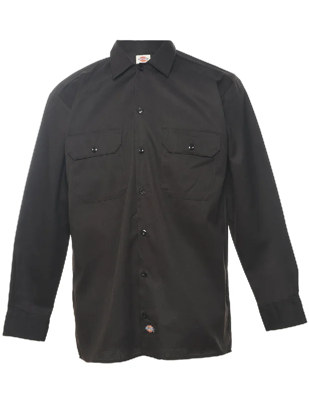 Cyberpunk style Dickies Dark Brown Workwear Shirt - S Sporty Men's Tennis