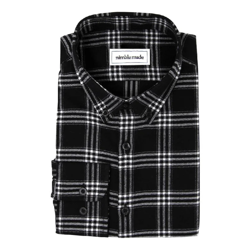 Black and White Flannel Button Down Shirt | The Script Casual Men's Loose