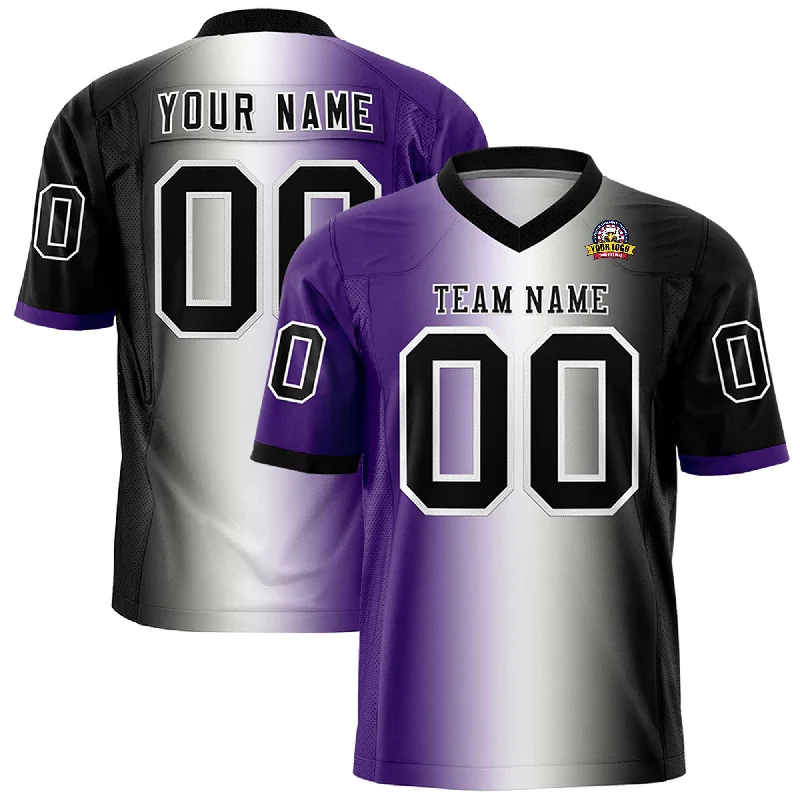 Custom Purple White-Black Personalized Gradient Fashion Authentic Football Jersey Confident Men's High