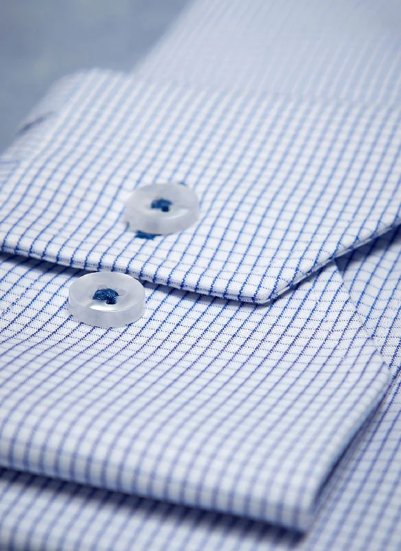 Alexander in Blue Mini Windowpane Shirt Beach