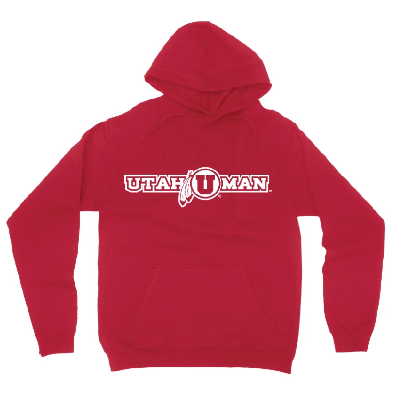 Skin - Friendly Utah Man - Embroidered Hoodie Sleek Men's Contemporary 