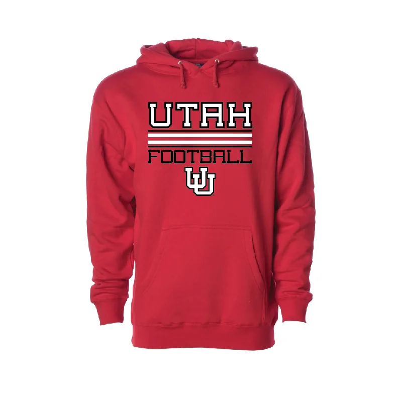 Retro Gaming Utah Football - Interlocking UU  Embroidered Hoodie Rugged Men's Outdoor 