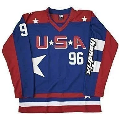 Charlie Conway #96 Team USA Mighty Ducks "Hendrix" Movie Jersey Athletic Men's Compression