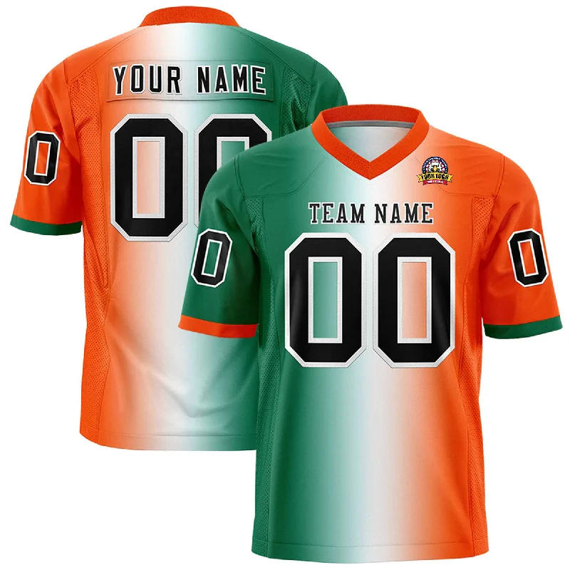 Custom Kelly Green White-Orange Personalized Gradient Fashion Authentic Football Jersey Preppy Men's College