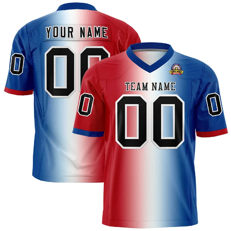 Custom Red White-Royal Personalized Gradient Fashion Authentic Football Jersey Stylish Men's Tropical 