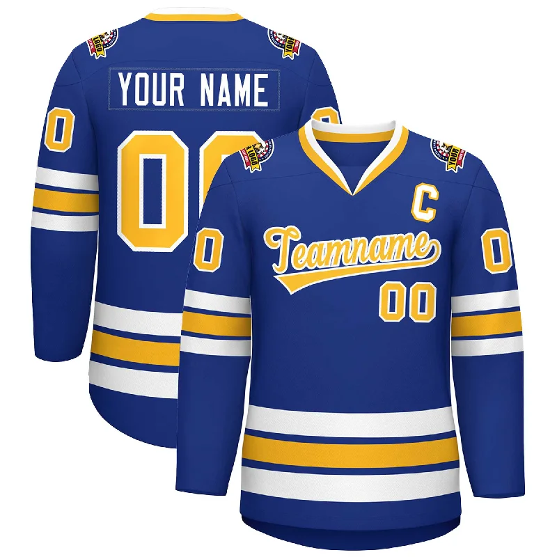 Custom Royal Gold-White Classic Style Hockey Jersey Sporty Men's Athleisure 